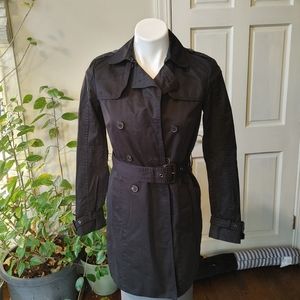 Zara Basic Black Trench Coat Size XS